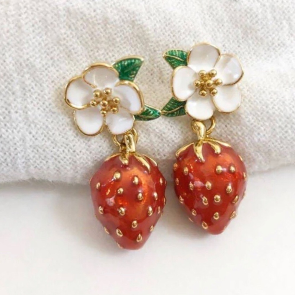 🚫SOLD ♠️Kate Spade® Strawberry Drop Earrings - Picture 1 of 4